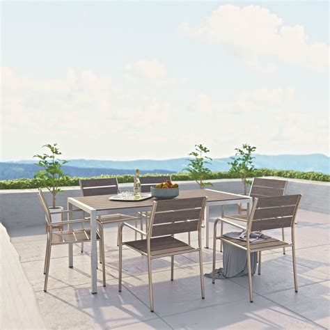 Shore 7 Piece Outdoor Patio Aluminum Dining Set - Modway