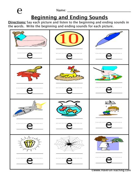 Short E Words Beginning and Ending Sounds Worksheet Have Fun Teaching