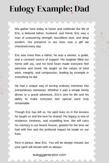 Short Eulogy Examples For Father slideshare
