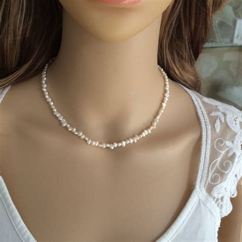 Short Pearl Necklace - Etsy UK