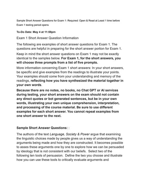 Short Sample Answer
