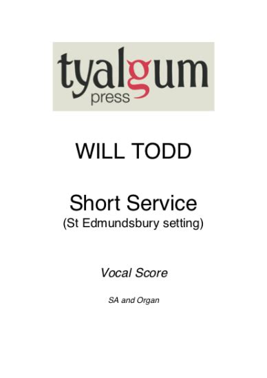 Short Service Vocal Score