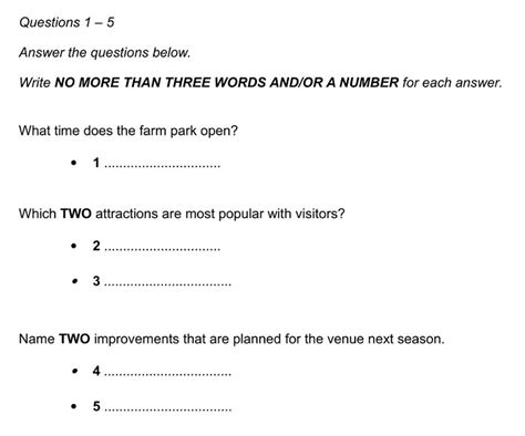 Short Test Answer Examples Questions