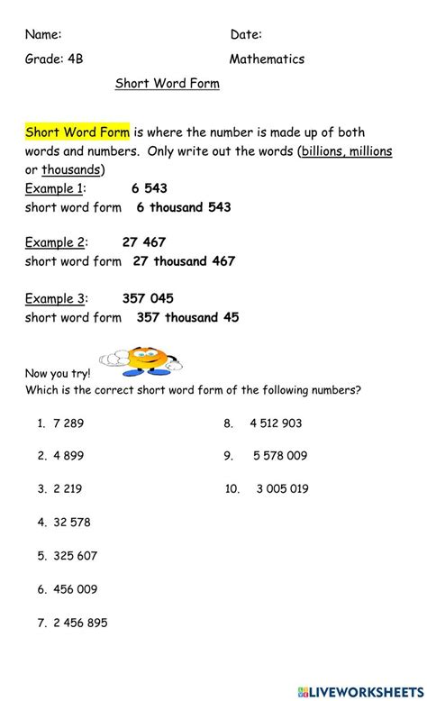 Short Word Form worksheet Live Worksheets Worksheets Library