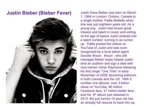 Short biography of justin bieber