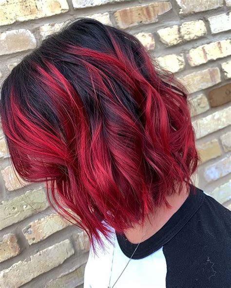 Short dark hair with red highlights. Things To Know About Short dark hair with red highlights. 