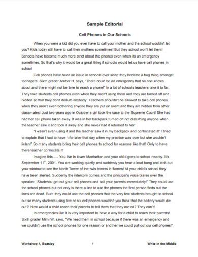 Short editorial writing examples