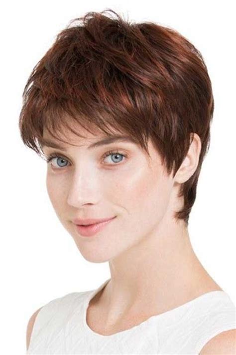 10. Choppy Blonde Pixie with Long Side Bangs. The pixie is one of the most popular short haircuts for older women. This is because it adds texture and a tousled finish to thin hair. If you team the pixie with long side bangs and choppy layers, you can easily create a style that’s fun, youthful, and easy to manage.. Short hai