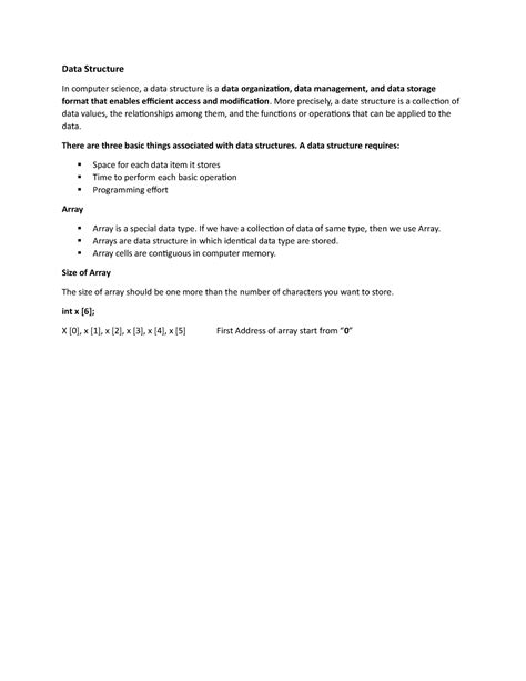 Short handout cs301 - Data Structure In computer science, a data ...