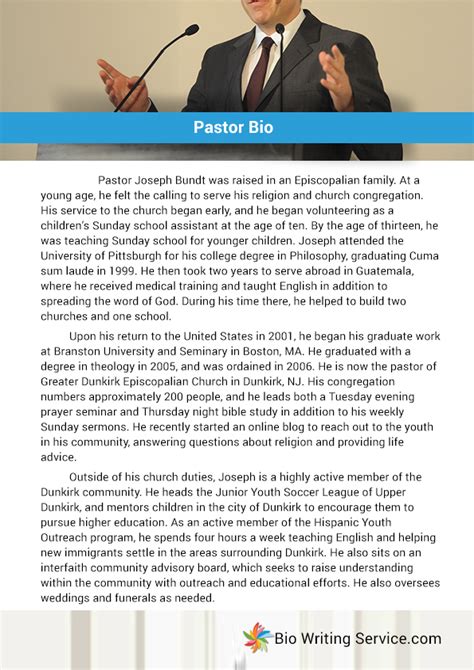 Short pastor bio examples