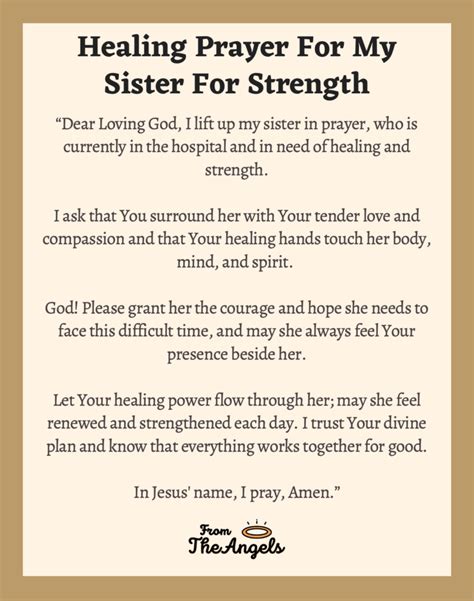 Short prayer for sister healing.  I know All things considered, saying...