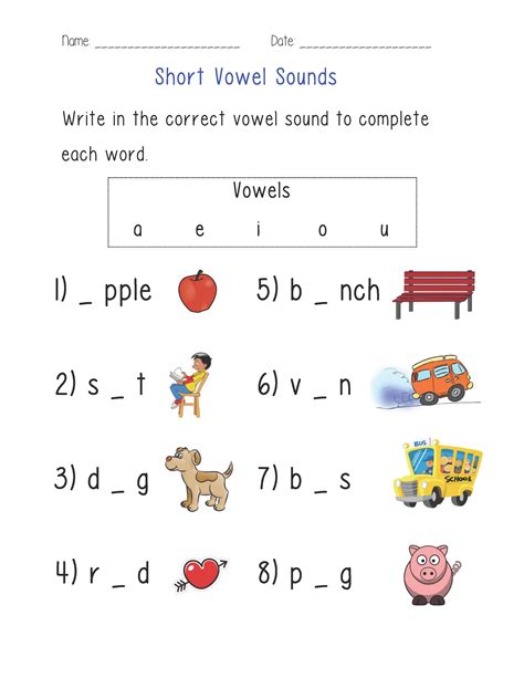 Short-vowel-sounds-worksheets-for-grade-1-3 - Pinterest