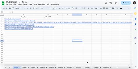 Shorten url google sheets.  This robust add-on leverages the renowned TinyURL service, Bulk URL...