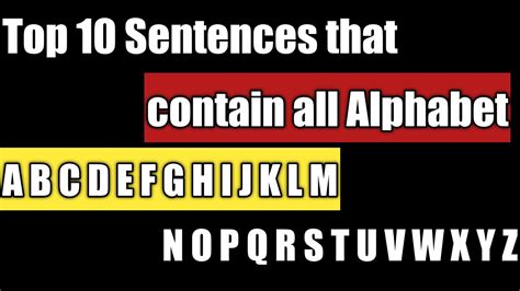 Shortest Sentences Using Every Letter in the Alphabet YouTube