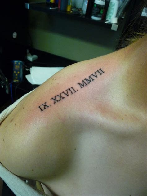 May 21, 2020 · 6. Shoulder Roman Numeral Tattoo Ideas. The shoulder roman numeral tattoo ideas that we have to show you are so chic and stylish. For these, a Roman numerals design has been placed along the top of the shoulder. It is a simple, sharp and beautiful tattoo that will suit everyone. You can have a similar design to this and use any date for the ... . 