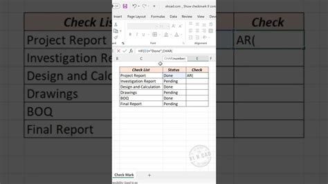 Show Checkmark ️ against completed Tasks in Excel - YouTube