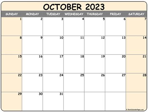 Show October Calendar