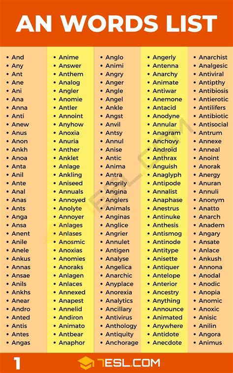 Show me a list of words