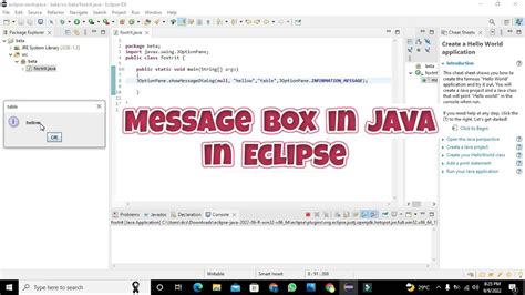 Show message box in java