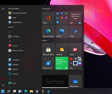 Show start menu