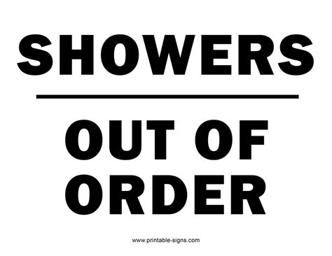 Shower Out Of Order Sign Printable - Realtec