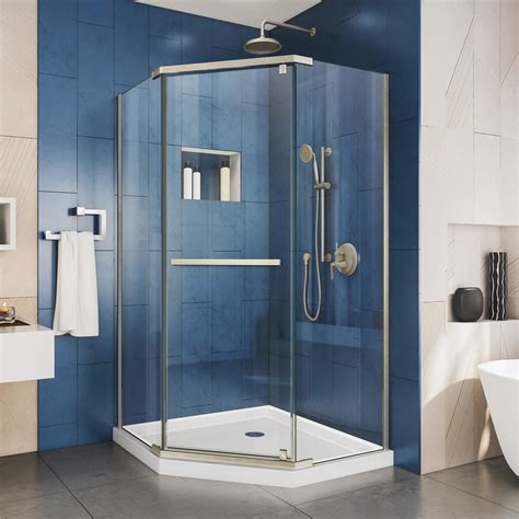 Shower door lowes. Dimensions: 34" W to 34" W x 74" H. Door Type: Fixed. Frame Type: Frameless. Multiple Options Available. American Standard. Silver Shine 48-in x 76-in Frameless Fixed Shower Door. Model # AM00824400.213. Find My Store. 