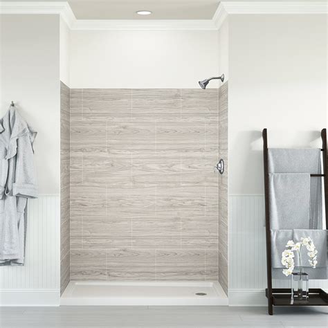 Shower panels at lowes. Material: WoodClear All. Style Selections. 6-in x 42-in Smooth Yellow Wood Wainscot Wall Panel (12-Pack) Model # KAN1RWES21. Find My Store. for pricing and availability. 10. Kandola Forest Products. 3-1/2-in x 48-in Smooth Gray Wood Wall Panel (12-Pack) 