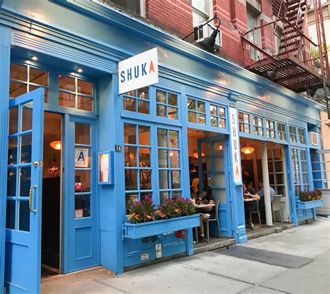 Shuka nyc. Shuka NYC. Both an Instagrammable spot and a hidden gem, Shuka NYC is one restaurant to have on your foodie bucket list. Based in Soho, the place is recognizable for its bright blue storefront and delicious Mediterranean food made by Chef Ayesha Rare. 