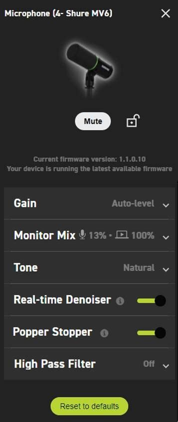 Shure mv6 firmware update.  To update the firmware on your Shure MV6 microp...