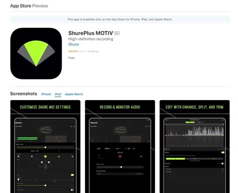 Shureplus motiv ios.  It is a high-quality audio recording app that captures uncompressed...
