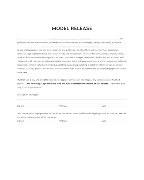 Shutterfly Model Release Form Printable Printable Forms Free Online