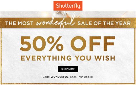 Exclusive Coupon Code: EXTRA 20% Off Shutterfly W/ Text Sign Up: Online Deal: 🤑 Up To 50% Off + Free Shipping | Shutterfly Promo Codes: Coupon Code: Take 40% off Orders of $29-$48.99 or 50% off Orders of $49 or More. Coupon Code: May 14, 2024: Free 8x8 Photo Book For New Customers = Shutterfly Promo Codes: Coupon Code: Jul 1, 2024