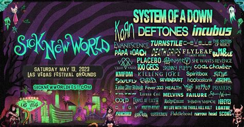 Sicknewworld - Sick New World 2024 will take place April 27 at the Las Vegas Festival Grounds. System Of A Down will return to headline for a second straight year alongside co-headliners Slipknot.