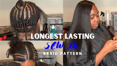 Side Part Sew In Braid Pattern