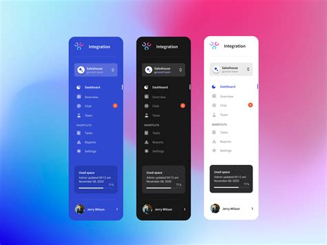 Sidebar Navigation for Integration Sidebar design, App interface