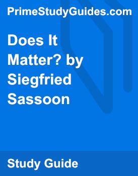 Siegfried sassoon does it matter analysis