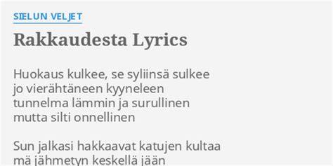 Sielun Veljet – Rakkaudesta Lyrics Genius Lyrics