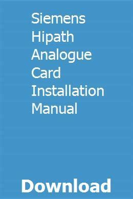 Siemens hipath analogue card installation manual. - Manuale di servizio di fabbrica s2000.