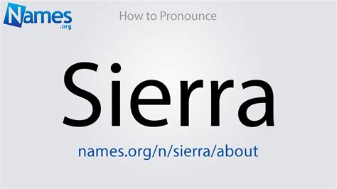 sierra pronunciation. How to say sierra. Listen to the audio pronunciation in English. Learn more. 