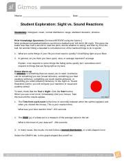 Sight Vs Sound Reaction Gizmo Essays and Term Papers