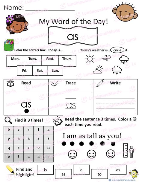 Sight Word As Worksheet