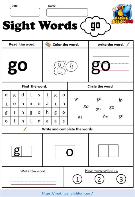 Sight Word Go Worksheet Customize And Print