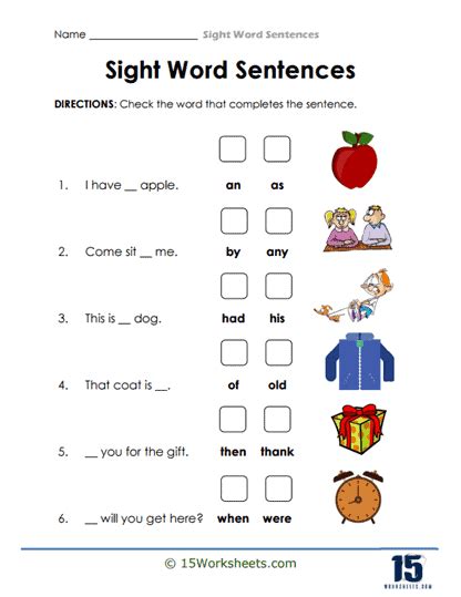 Sight Word Sentences Worksheets 99Worksheets Worksheets Library
