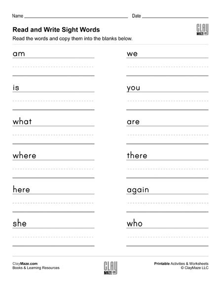 Sight Word Writing Practice