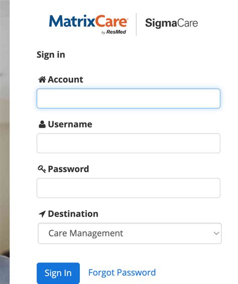 Sigmacare login snf. Sign In with MatrixCare SSO. Username. Password. Forgot Password? Use this login if your user account has been setup for Single Sign-On (SSO). 