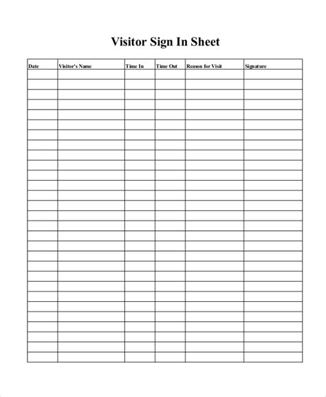 Sign In Sheet Editable pvredled