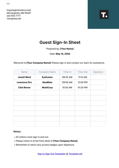 Sign In Sheet Template 12+ Free Wrd, Excel, PDF Documents Download Free & Premium Templates