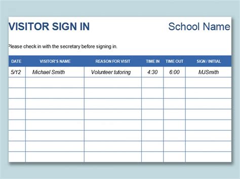 Sign In Sheet Template Addictionary