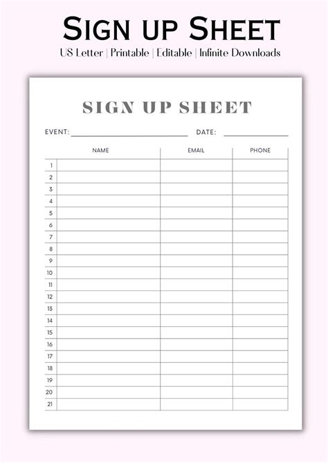 Sign Up Sheet