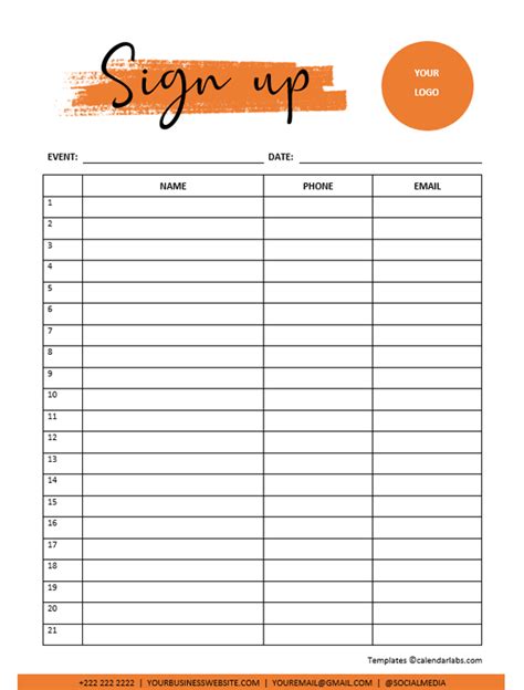 Sign Up Sheet Template Google